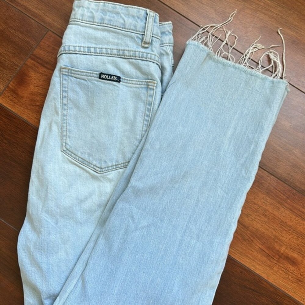 Rolla’s Womens Jeans High Rise Straight Frayed Hem Light Wash Size 26